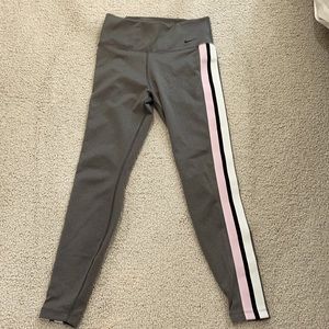 grey nike leggings size small with stripes
